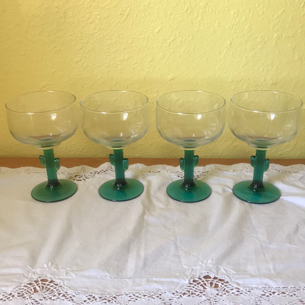 Libbey Libby Cactus Saguaro Juniper Margarita Western Cocktail Glasses set of 4